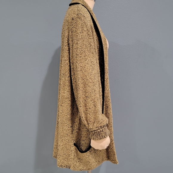 Vintage SIDE EFFECTS Light Brown Oversized Mid Length Nubby Knit Cardigan M/L - Picture 5 of 8